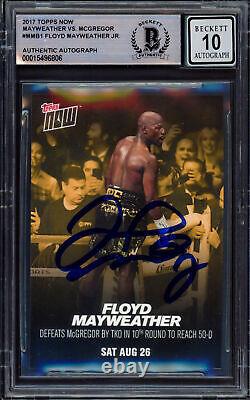 Floyd Mayweather Jr. 2017 Topps Now Conor McGregor Card Gem 10 Auto Beckett