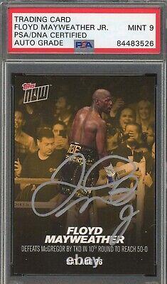 Floyd Mayweather Jr Autographed 2017 Topps Now Signed Card MMB1 PSA DNA COA 9