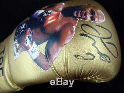 Floyd Mayweather Jr. Autographed Gold Boxing Glove With Photo Rh Beckett 123603