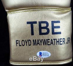 Floyd Mayweather Jr. Autographed Gold Boxing Glove With Photo Rh Beckett 123603