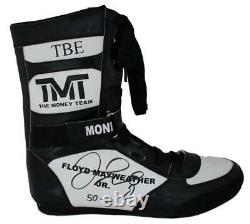 Floyd Mayweather Jr Autographed TMT TBE Black Right Boxing Shoe 50-0 BAS 24970