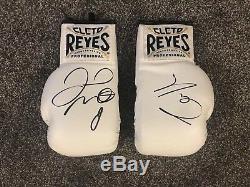 Floyd Mayweather Jr. & Conor McGregor Signed Reyes Gold Red Boxing Glove Pair X2