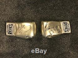 Floyd Mayweather Jr. & Conor McGregor Signed Reyes Gold Red Boxing Glove Pair X2