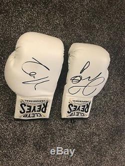 Floyd Mayweather Jr. & Conor McGregor Signed Reyes Gold Red Boxing Glove Pair X2