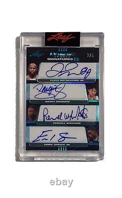 Floyd Mayweather Jr Manny Pacquiao Whitaker 2021 Leaf Signed Autograph Auto 2/5