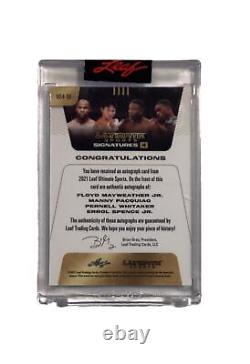 Floyd Mayweather Jr Manny Pacquiao Whitaker 2021 Leaf Signed Autograph Auto 2/5
