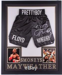 Floyd Mayweather Jr. Signed 35x43 Custom Framed Boxing Trunks BEST PRICE-Beckett
