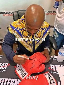 Floyd Mayweather Jr. Signed Autographed Red Boxing Glove JSA Left WA423694