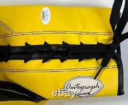 Floyd Mayweather Jr. Signed Autographed Yellow Reyes Boxing Glove JSA Left