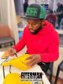 Floyd Mayweather Jr. Signed Autographed Yellow Reyes Boxing Glove JSA Left