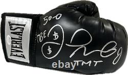 Floyd Mayweather Jr. Signed Black Boxing Glove JSA Right with 50-0 TBE TMT $