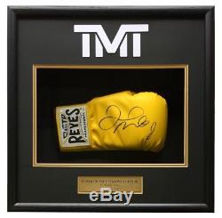 Floyd Mayweather Jr Signed Cleto Reyes Yellow Boxing Glove Shadowbox Beckett BAS