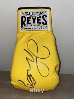 Floyd Mayweather Jr. Signed Cleto Reyes Yellow Boxing Glove Witness #144716