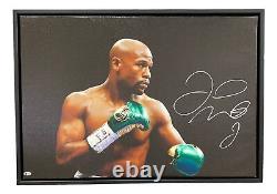 Floyd Mayweather Jr Signed Framed 22x32 Boxing Spotlight Canvas