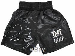 Floyd Mayweather Jr. Signed LE of 500 Career Stat Boxing Trunks BAS Witnessed