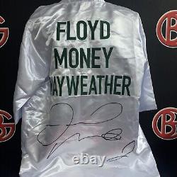 Floyd Mayweather Jr. Signed Money Green & White Boxing Robe Autographed BAS