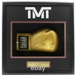 Floyd Mayweather Jr. Signed Right Gold Cleto Reyes Boxing Glove Shadowbox PSA
