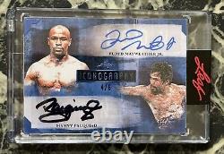 Floyd Mayweather Manny Pacquiao Auto 4/6 ICONOGRAPHY 2021 Leaf Art of Sport