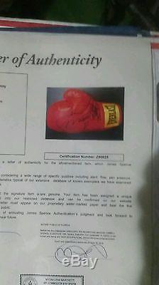 Floyd Mayweather Manny Pacquiao Signed Glove Signed In Vegas Fight Week. JSA LOA