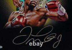 Floyd Mayweather Signed 16x20 Double Image with Belt Photo- Beckett Auth