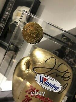 Floyd Mayweather Signed Boxing Glove Private Signing Photo Proof In Display Case