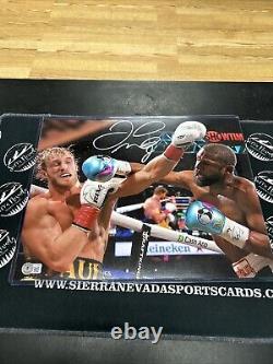 Floyd Mayweather Signed Picture Punching Logan Paul Becket Authentic