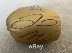 Floyd Mayweather and Manny Pacquaio Hand Signed Gold Cleto Reyes Glove with COA
