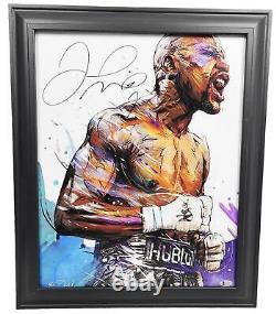 Floyd Money Mayweather Jr. Autographed Painting Art Print Framed Canvas BAS BAS