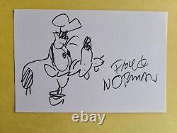 Floyd Norman Disney Animator, Goofy Sketch Signed, autographed. 4x6