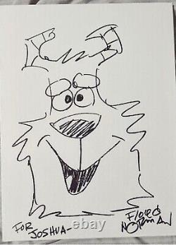 Floyd Norman Hand Drawn Signed Sketch Autograph Monsters Inc James L. Sullivan