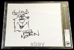 Floyd Norman Signed Sulley Sketch Art Monsters Inc University Disney Beckett Bas