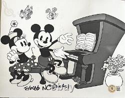 Floyd norman signed Autographed Mickey Mouse, ? Minnie Mouse Bxw Photo Withsketch