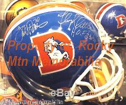HOFers TERRELL DAVIS & FLOYD LITTLE Autographed Broncos FullSize D-Style Helmet