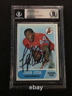 Hof Floyd Little 1968 Topps Rookie Signed Autographed Card Broncos Beckett Bas