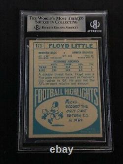 Hof Floyd Little 1968 Topps Rookie Signed Autographed Card Broncos Beckett Bas