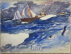 James Floyd Clymer 1920's fishermen gulls seascape modernist artist