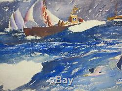 James Floyd Clymer 1920's fishermen gulls seascape modernist artist