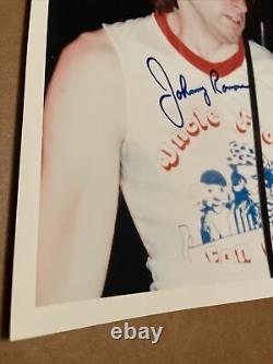 Johnny Ramone autographed glossy photo (wearing Uncle Floyd fan club shirt!)