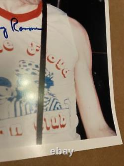Johnny Ramone autographed glossy photo (wearing Uncle Floyd fan club shirt!)