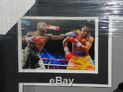 MANNY PACQUIAO FLOYD MAYWEATHER autographed framed boxing trunks- JSA Letter