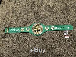 MIKE TYSON Floyd Mayweather DUAL Signed Full Size Green WBC Belt Beckett JSA Pic