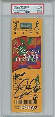 Muhammad Ali And Floyd Mayweather Jr Dual Signed 1996 Olympics Ticket Psa Slab