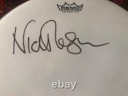 NICK MASON Signed 14 Remo Drum Head Skin COA PINK FLOYD BECKETT Authentication