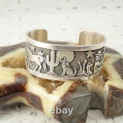 Navajo Lloyd & Floyd Becenti Jr Sterling 6 1/4 Storyteller Cuff Bracelet 54.1g