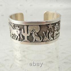 Navajo Lloyd & Floyd Becenti Jr Sterling 6 1/4 Storyteller Cuff Bracelet 54.1g