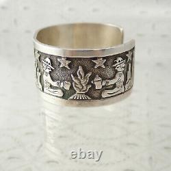 Navajo Lloyd & Floyd Becenti Jr Sterling 6 1/4 Storyteller Cuff Bracelet 54.1g