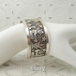 Navajo Lloyd & Floyd Becenti Jr Sterling 6 1/4 Storyteller Cuff Bracelet 54.1g