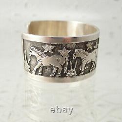 Navajo Lloyd & Floyd Becenti Jr Sterling 6 1/4 Storyteller Cuff Bracelet 54.1g