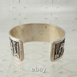 Navajo Lloyd & Floyd Becenti Jr Sterling 6 1/4 Storyteller Cuff Bracelet 54.1g