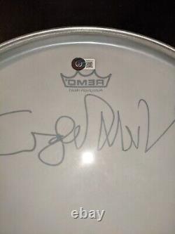 PINK FLOYD NICK MASON signed autographed DRUMHEAD BECKETT (BAS) FULL SIGNATURE